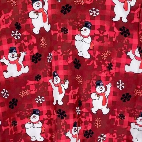 Frosty The Snowman Womens Scrub Top S Red Christmas Pediatrics Nurse Uniform NEW - Picture 3 of 9